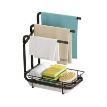 Kitchen Shelf Rack Soap Sponge Holder Towel Stand Rag Rack Wall-mounted/Countertop Kitchen Storage Organizer Drain Rack
